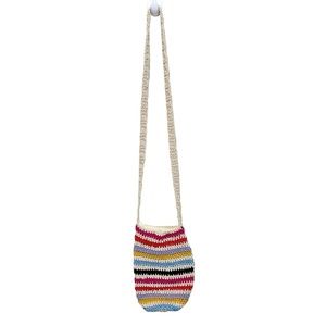 Crochet Striped Crossbody Bag‎ Boho Knitted Rainbow Colorful